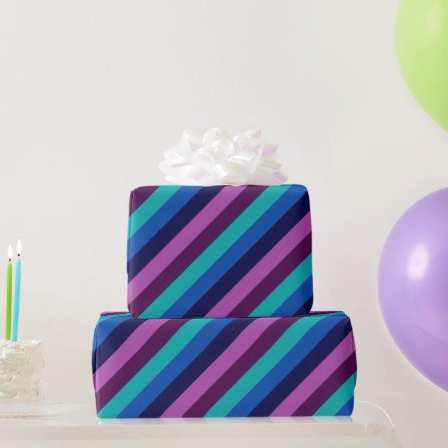 Papel de envolvimiento de rayas Verde azuladas mor (Regalos de fiesta)
