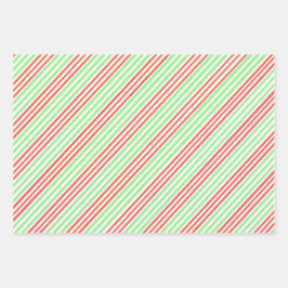 Papel de envolvimiento de rayas verdes rojas, conj