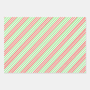 Papel de envolvimiento de rayas verdes rojas, conj