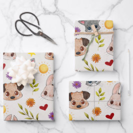 Papel de envolvimiento de regalo animal para niños