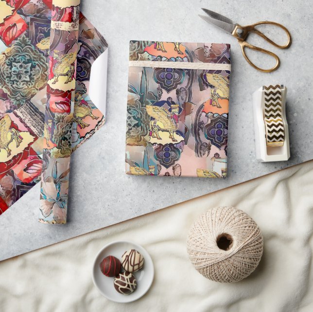 Papel de envolvimiento de regalo de Assyrian Lamas (Artesanía)