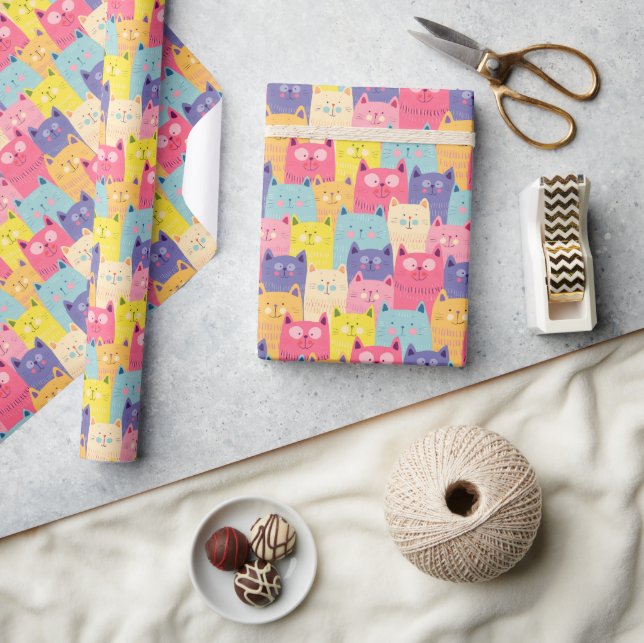 Papel de envolvimiento de regalo de kat Kitty - Ga (Artesanía)