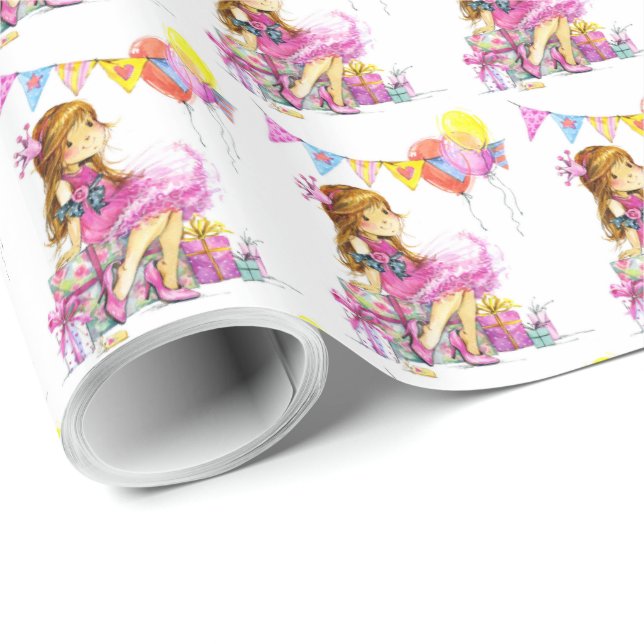 Papel de envolvimiento de regalo de niña pequeña (Esquina del rollo)