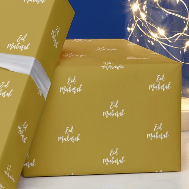 Papel de envolvimiento de regalo de oro de Eid Mub (Subido por el creador)