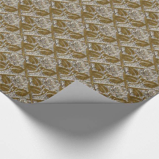 Papel de envolvimiento de regalo de oro para Rosas (Esquina)