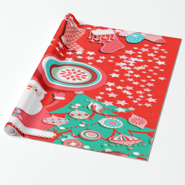 Papel de envolvimiento de regalo de Santa Claus (Desenrollado)