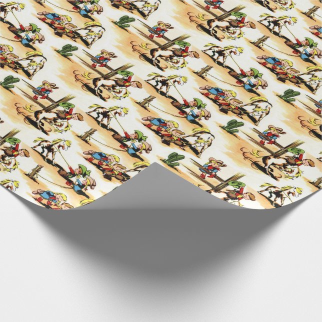 Papel de envolvimiento de regalo de vintage Cowboy (Esquina)