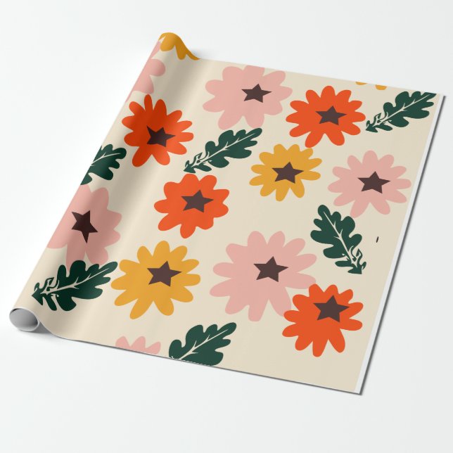Papel de envolvimiento de regalo floral brillante (Desenrollado)
