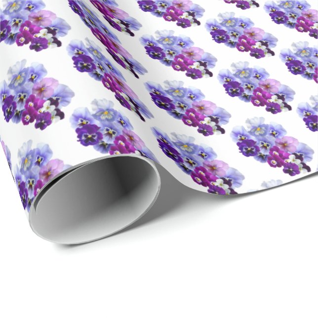 Papel de envolvimiento de regalo floral de pansies (Esquina del rollo)