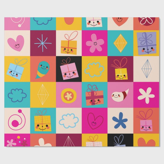 Papel de envolvimiento de regalo para niños patrón (Superficie plana)