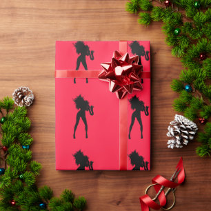 Papel de envolvimiento de regalo rojo Chica del ju