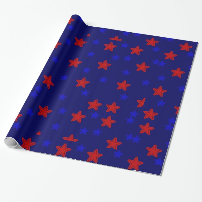 Papel de envolvimiento de regalo rojo y azul de es (Desenrollado)