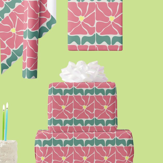 Papel de envolvimiento de regalo verde rojo retro  (Subido por el creador)