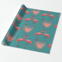 Papel de envolvimiento de San Valentín - Flamingo 