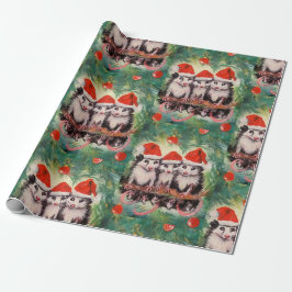 Papel de envolvimiento de Santa Opossums