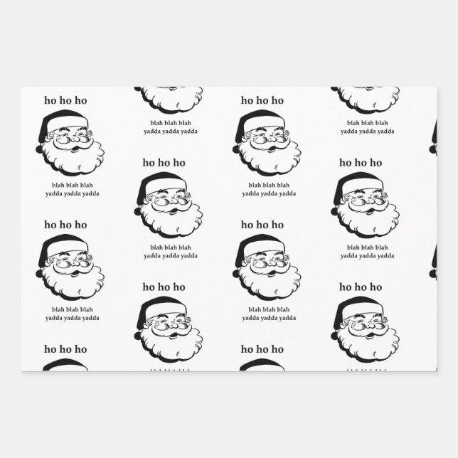 Papel de envolvimiento de Santa sarcástico negro y (Anverso)