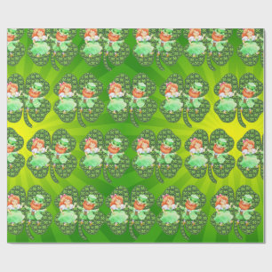Papel de envolvimiento de St. Patrick Leprechauns 