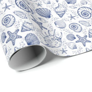 Papel de envolvimiento de Starfish Blue and White