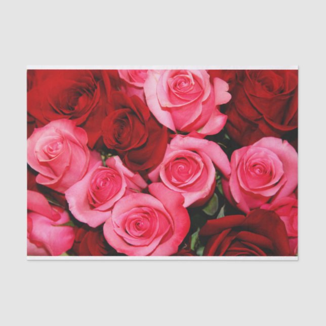 Papel de envolvimiento de tejidos rosados y rojos (Anverso)