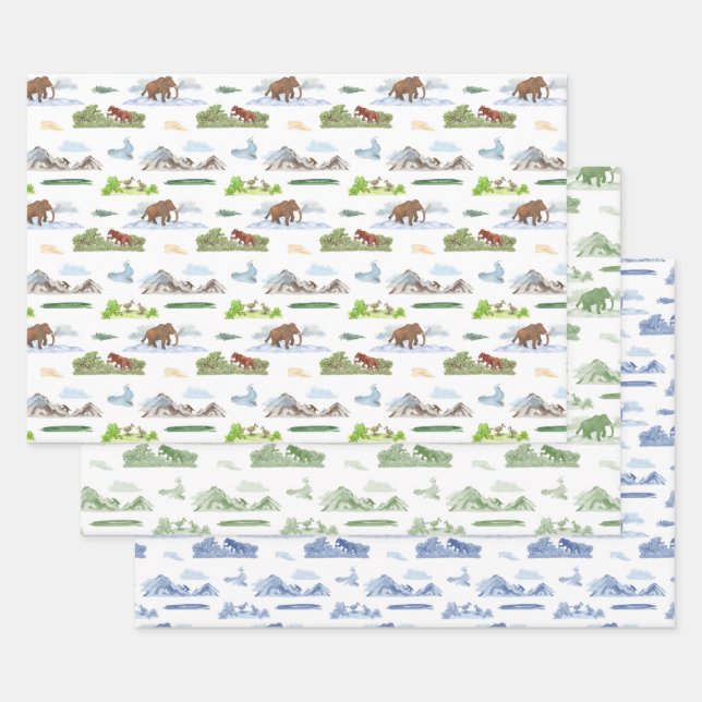 Papel de envolvimiento de tela animal extinto (Set)