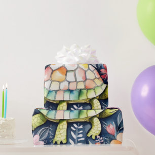 Papel de envolvimiento de tortuga floral