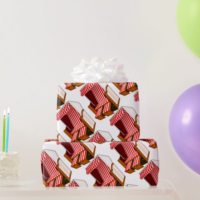 Papel de envolvimiento de tumbonas rojas y blancas (Regalos de fiesta)