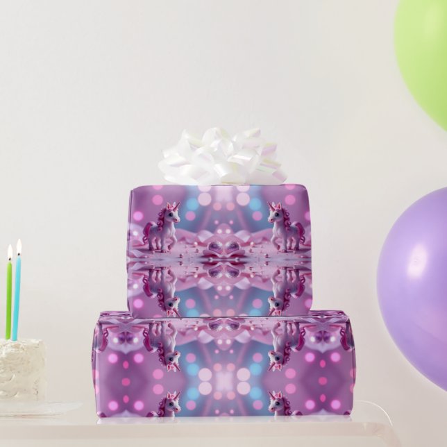 Papel de envolvimiento de Unicornio rosa (Regalos de fiesta)