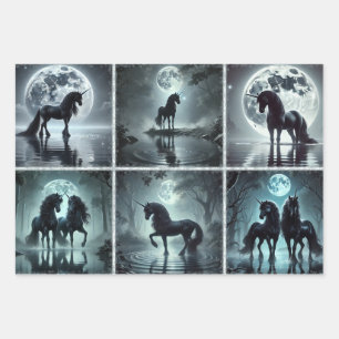 Papel de envolvimiento de Unicornios de medianoche
