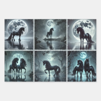 Papel de envolvimiento de Unicornios de medianoche