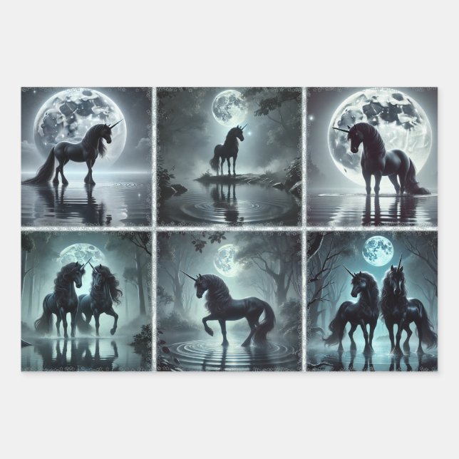Papel de envolvimiento de Unicornios de medianoche (Anverso)