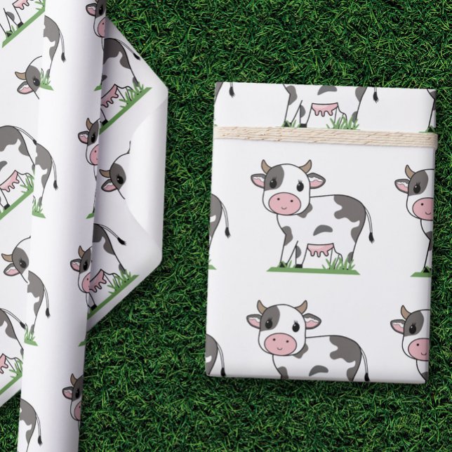 Papel de envolvimiento de vaca personalizado (Cute Cow Wrapping Paper)