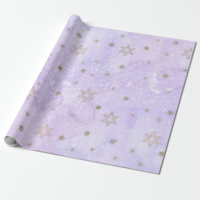 Papel de envolvimiento de vacaciones Purple Snowfl (Desenrollado)