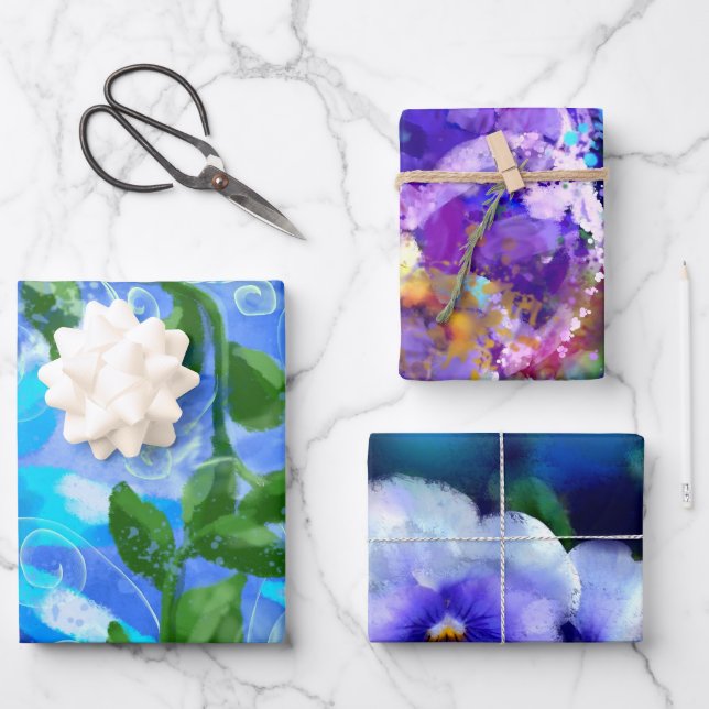 Papel de envolvimiento de varianza floral conjunto (Anverso)