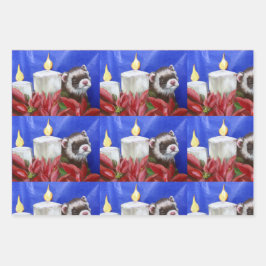 Papel de envolvimiento de velas de hurones y Navid