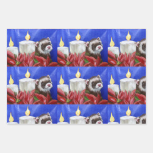 Papel de envolvimiento de velas de hurones y Navid