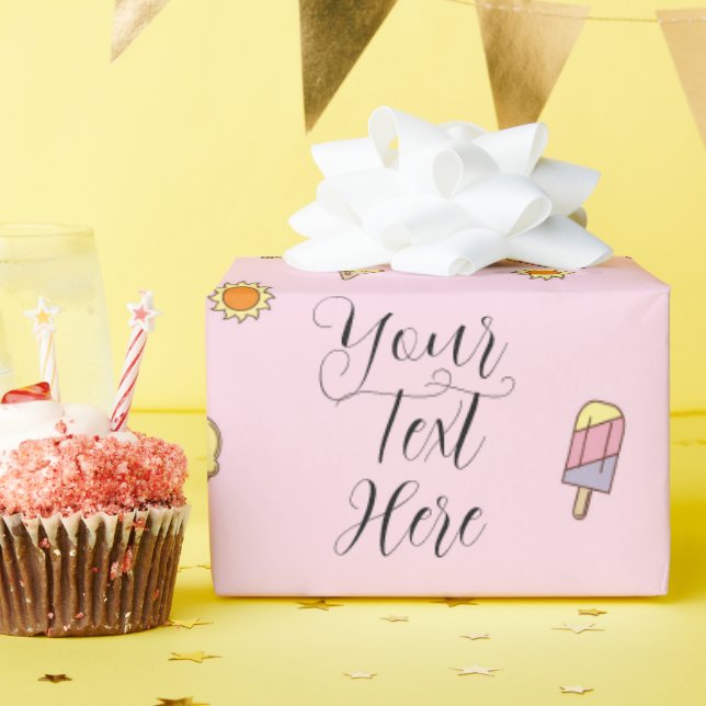 Papel de envolvimiento de verano rosa y Naranja (Fiesta de cumpleaños )