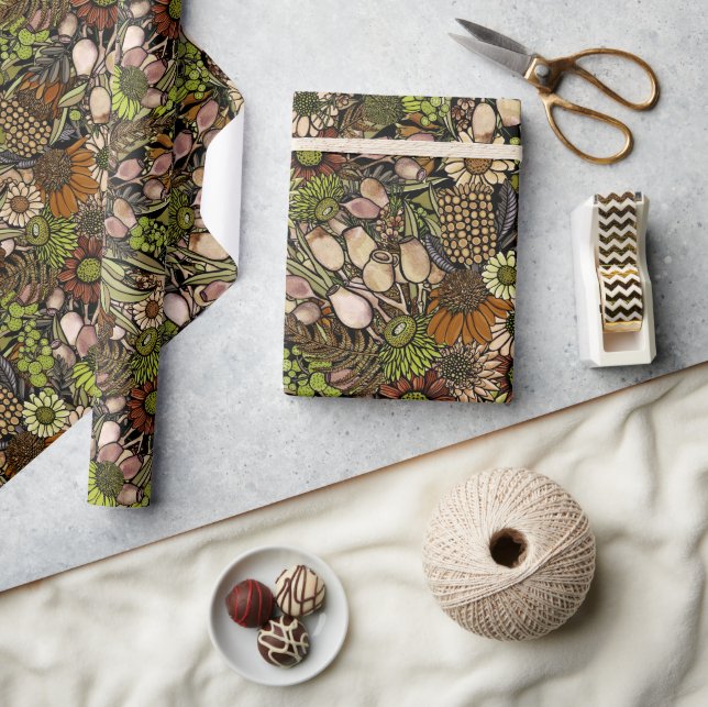 Papel de envolvimiento del patrón del jardín de fl (Artesanía)