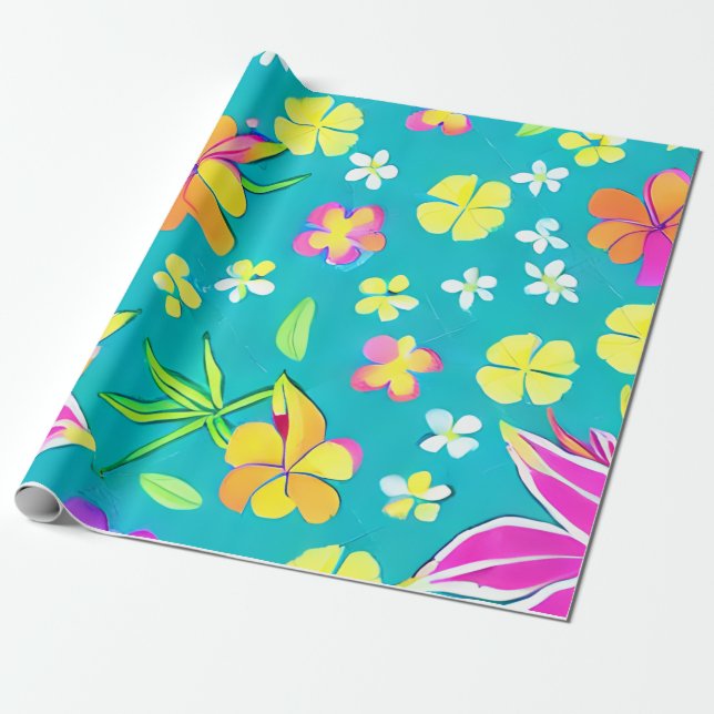 Papel de envolvimiento del patrón floral tropical (Desenrollado)