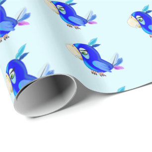 Papel de envolvimiento divertido loros azules - Pe