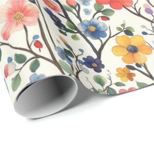 Papel de envolvimiento Estilo acuarela Diseño flor