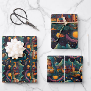 Papel de envolvimiento festivo de Feliz Navidad