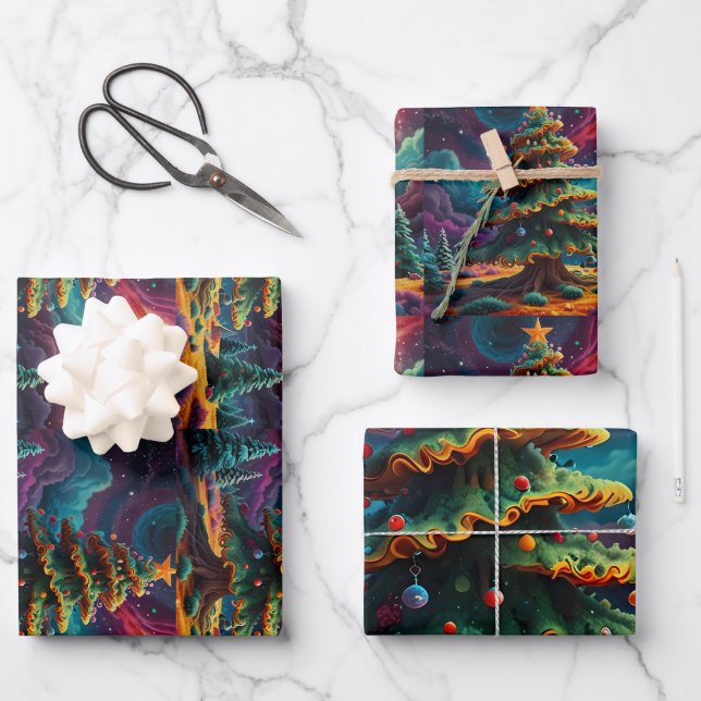 Papel de envolvimiento festivo de Feliz Navidad (Anverso)