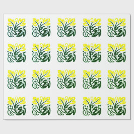 Papel de envolvimiento floral amarillo