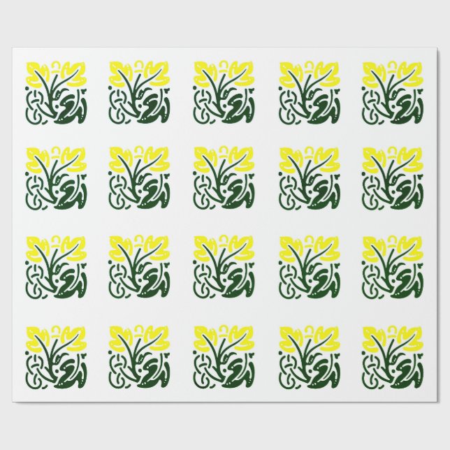 Papel de envolvimiento floral amarillo (Superficie plana)