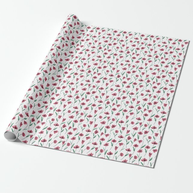 Papel de envolvimiento floral caprichoso - Flores  (Desenrollado)