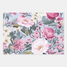 Papel de envolvimiento floral de bonito conjunto p
