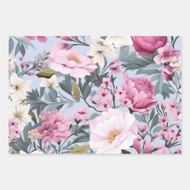 Papel de envolvimiento floral de bonito conjunto p (Anverso)