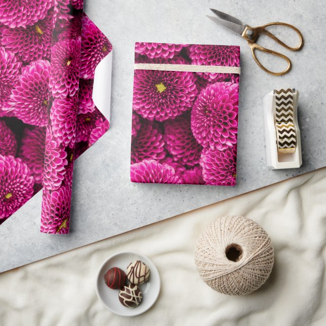 Papel de envolvimiento floral de crisantemo magent (Artesanía)