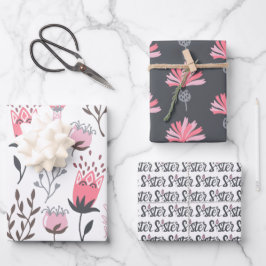 Papel de envolvimiento floral de hermana conjunto 