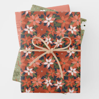 Papel de envolvimiento floral de invierno conjunto